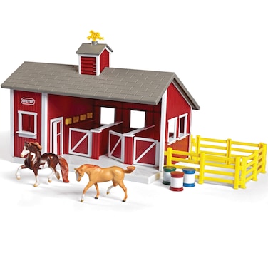 59197 Stablemates Red Stable Set with Two Horses Na
