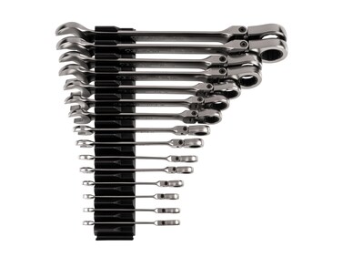 TEKTON Flex Head 12Point Ratcheting Combination Wrench Set with Modular Wrench Organizer 15Piece 141 in  WRC95301