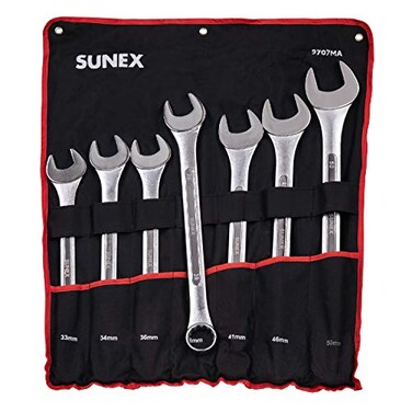 Sunex Tools 9707M Jumbo Metric Combination Wrench Set 7Piece Includes RollCase