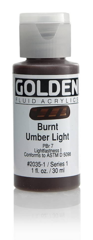 Fluid Acrylics by GOLDEN Burnt Umber Light 1 fl oz Bottle Professional Acrylic Paint SemiOpaque