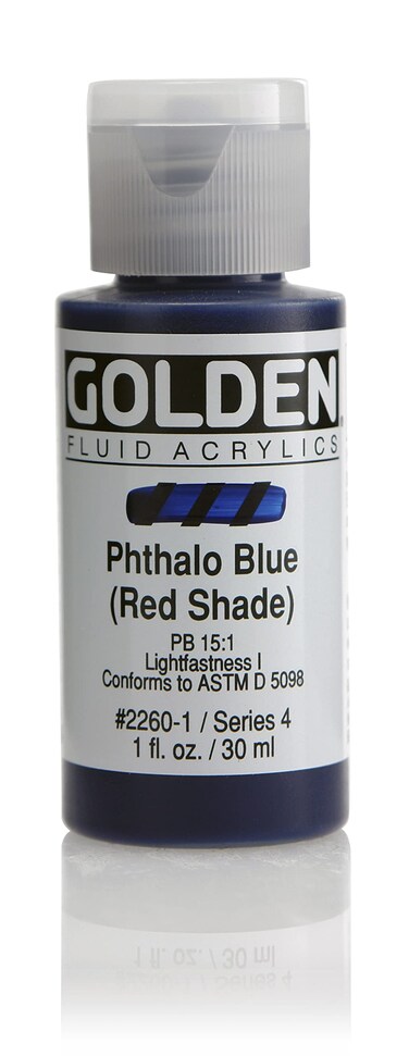 Golden Fluid Acrylics  Phthalo Blue Red Shade  1 oz Bottle