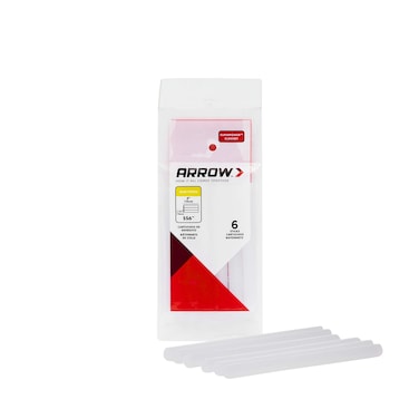 Arrow SS6 Full Size Slow Set Glue Sticks for Hot Glue Guns Use for High Temp and Low Temp Crafting Hobbies and General Repair Projects 4Inch by 12Inch Clear 6Pack