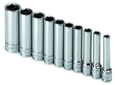 SK Tools USA 14 Drive 10 Piece 6 Point Deep SAE Chrome Socket Set 316  916  4911