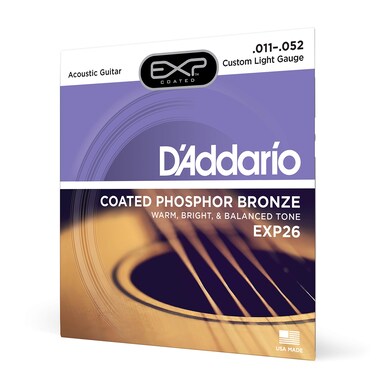 DAddario EXP26 Coated Phosphor Bronze Acoustic Guitar Strings Light 1152  Offers a Warm Bright and WellBalanced Acoustic Tone and 4x Longer Life  With NY Steel for Strength and Pitch Stability