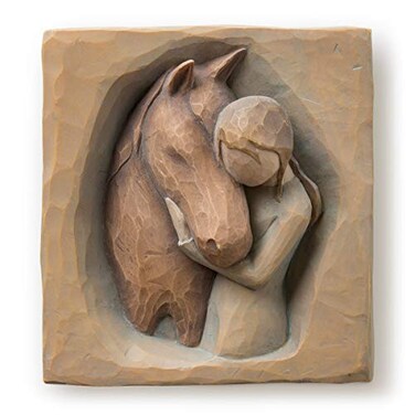 Willow Tree Quiet Strength Always There for me Expression of Friendship and Love Between Girls and Horses Sculpted HandPainted Bas Relief Wall Plaque