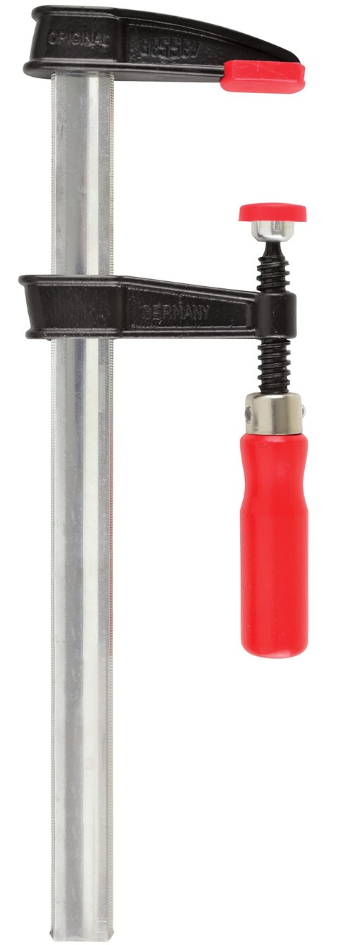 BESSEY Light Duty Tradesmans Bar Clamp  25x12 In  TGJ2512  Woodworking Clamps with Wooden Handle Ideal for Home Improvement  Workbench Projects carpentry and Cabinetry Black  Red