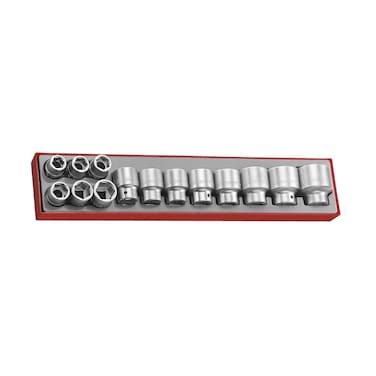 Teng Tools 14 Piece 34 Inch Drive 6 Point Metric RegularShallow Socket Set 19mm  50mm  TTX3414 Silver