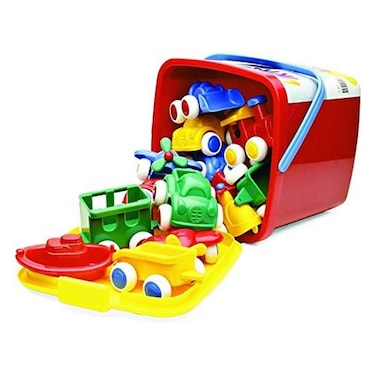 Viking Vehicles  Boats Bucket Set  15 Piece Assortment of 4 Primary Color Cars Trucks and Boats