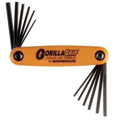 Bondhus 12550 GorillaGrip Set of 12 Hex Foldup Keys sizes 564532Inch  155mm