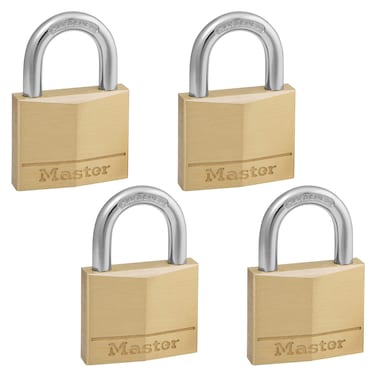 Master Lock 140Q Solid Padlocks 4 Pack KeyedAlike Brass Silver
