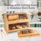 MAISONPEX Double Layer Bamboo Bread Box for Kitchen Countertop Cutting Board and Stainless Steel Bread Knife Large Capacity Storage Container with Clear Windows SelfAssembly