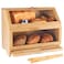 MAISONPEX Double Layer Bamboo Bread Box for Kitchen Countertop Cutting Board and Stainless Steel Bread Knife Large Capacity Storage Container with Clear Windows SelfAssembly