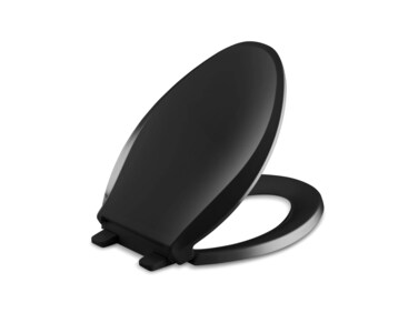 KOHLER K46367 Cachet Elongated GripTight Bumpers QuietClose Release Hinges QuickAttach Hardware No Slam Toilet Seat Black