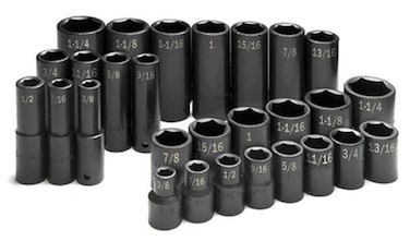 SK Tools USA 12 Drive 28 Piece 6 Point SAE Standard  Deep Impact Socket Set 38  114  4051