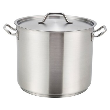 Winware 12 Quart Stainless Steel Stock Pot with Cover Silver