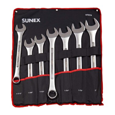 Sunex Tools 9707 Jumbo Fractional Combination Wrench Set 7Piece Includes RollCase SAE Jumbo Combination Wrench Set