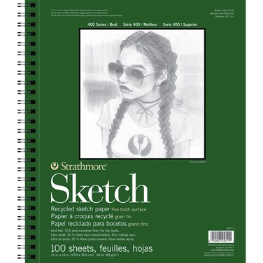 Strathmore 400 Series Sketch Pad Recycled Paper 11x14 inch 100 Sheets  Artist Sketchbook for Drawing Illustration Art Class Students