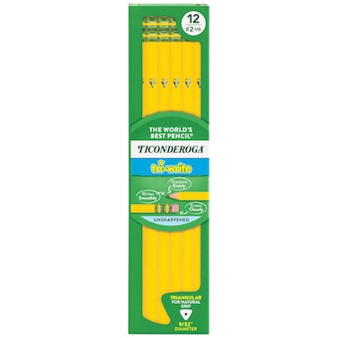 Ticonderoga TriWrite WoodCased Pencils 2HB Soft Yellow 12 Count