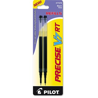 Pilot Precise V7 RT Liquid Ink Refills Extra Fine Point 07 mm Black Pack of 2
