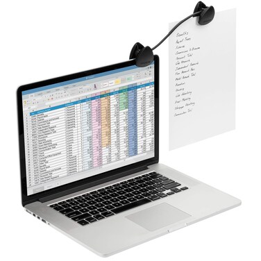 Kensington Document Holder for Typing for Laptops and Monitors Flex Clip Copyholder Typing Stand Document Holder Office Paper Clip Holder Compact Paper Holder Stand Black 934 Wide K62081BF