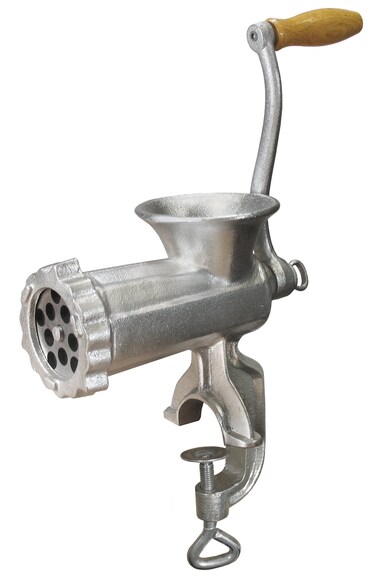 Weston 10 Manual Tinned Meat Grinder and Sausage Stuffer  45mm  10mm plates  3 sausage funnelsSilver