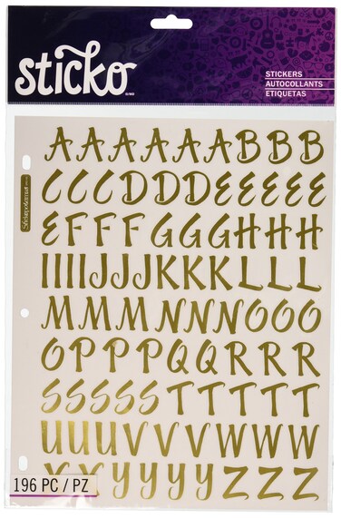 Sticko 1Inch Susy Ratto Brush Letter Stickers Golden Foil