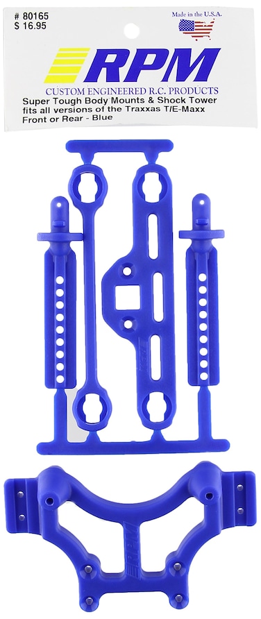 RPM 80165 Shock TowerAdjustable Mounts Blue TEMaxx Blue