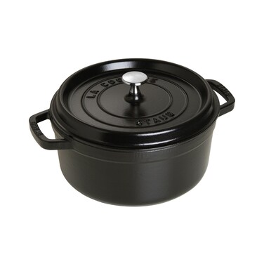 STAUB Cast Iron Dutch Oven 4qt Round Cocotte Made in France Serves 34 Matte Black