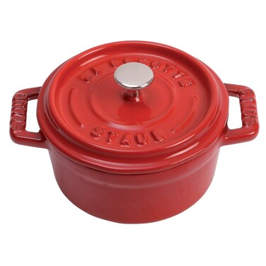 Staub Cast Iron 025qt Mini Round Cocotte  Cherry Made in France