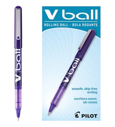 Pilot VBall Liquid Ink Rolling Ball Stick Pens Extra Fine Point Purple Ink 12Pack 35210