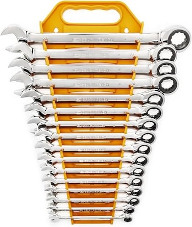 GEARWRENCH 16 Piece Ratcheting Combination Wrench Set with Tray  Metric  9416