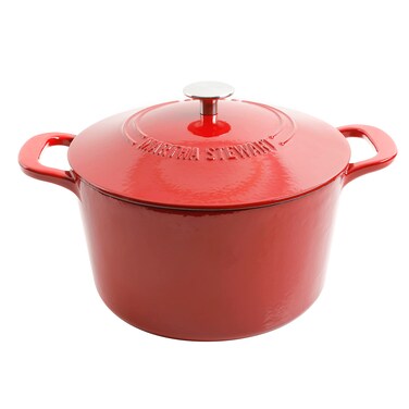 MARTHA STEWART Gatwick 7 QT Enamel Cast Iron Dutch Oven Red