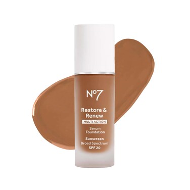 No7 Restore  Renew Multi Action Serum Foundation  Chestnut  Liquid Foundation Makeup with Vitamin C Vitamin E  Collagen for Face  Beauty Skin Serum Formula with Medium Coverage 30ml