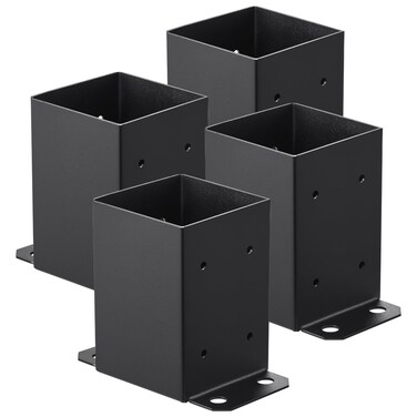 VEVOR 4x4 Post Base 4 Pcs Inner Size 36x36 Post Base Brackets Heavy Duty PowderCoated Post Anchor Matte Black Wood Post Brackets for Pavilion Deck Railing Support Deck Base Plate
