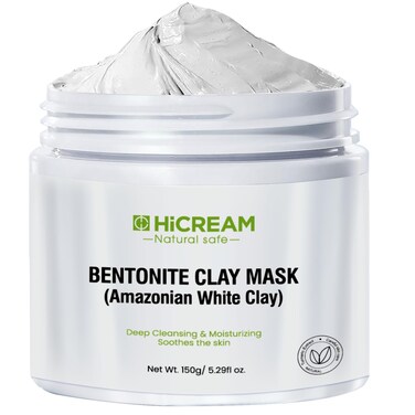 Hicream Bentonite Clay Mask Deep Cleansing Facial Mask Clay Face Mask Skin Care with Kaolin Clay and Aloe for Dull Skins Hydrating white
