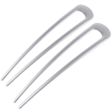 2 Pack Simple Metal U Shaped Hairpins French Style Hair Pins for Women Girl Hair Stick Forks Hair Styling Pins for Updo Buns 2 Prong Tortoise Shell U Shaped Hair Pin Chignon Silver