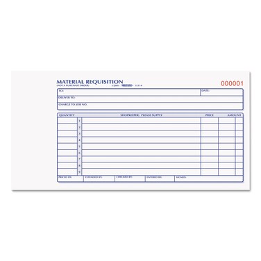Rediform Material Requisition Book Carbonless 2 Part 425 x 85 Inches 50 Forms 1L114