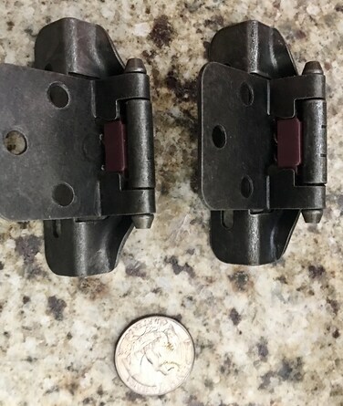 Amerock  Cabinet Hinge  12 inch 13 mm Overlay Hinge  Oil Rubbed Bronze  2 Pack  SelfClosing Hinge  Partial Wrap Hinge  Cabinet Door Hinge