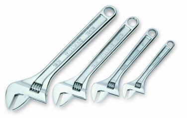 Williams 13342A 4 Piece Chrome Adjustable Wrench Set in Pouch