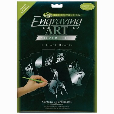 Royal Brush Foil Engraving Art Blank Boards 8X10 6Pkg Silver