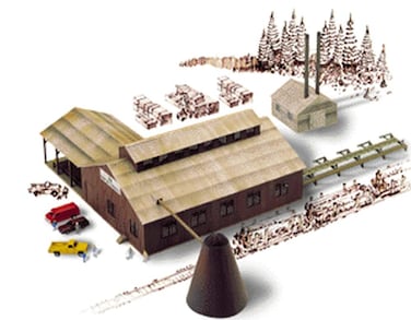 Walthers Cornerstone N Scale Model 174 Brown Scale Mountain Lumber Chevron Sawmill  Kit 9333236 Small