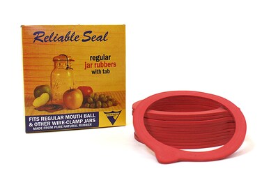 Viceroy Reliable Seal Canning Jar Seals Fits ClampDown Regular Mouth Jars Pure Natural Rubber Rings Red with Tab 12 Rings per Box Pack of 1