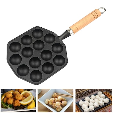Takoyaki Maker Takoyaki Grill with 14 Holes Nonstick Takoyaki Grill Pan Molds Japanese Octopus Fish Ball Cake Grill Pan for Pancake Balls Fried Eggs Takoyaki Cooking Tool