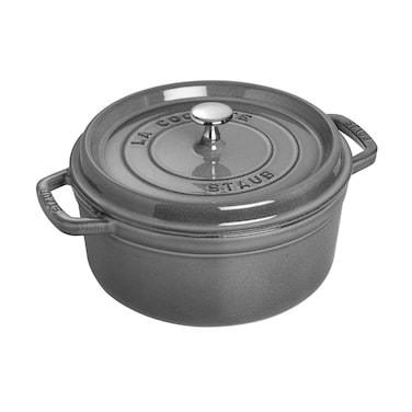 Staub Cast Iron 4qt Round Cocotte  Graphite Grey Made in France