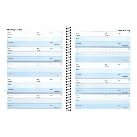 Follow-up Wirebound Voice Mail Log Book, One-Part (No Copies), 7.5 x 2, 5 Forms/Sheet, 500 Forms Total