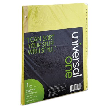Universal Deluxe Preprinted Plastic Coated Tab Dividers with Black Printing 25Tab A to Z 11 X 85 Buff 1 Set
