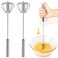 ANYI Semiautomatic Whisk 12Inch Stainless Steel Egg Beater Hand Push Rotary Whisk Blender Easy Whisk Mixer Stirrer for Making Cream Whisking Beating and Stirring Silver 2Pcs Silver