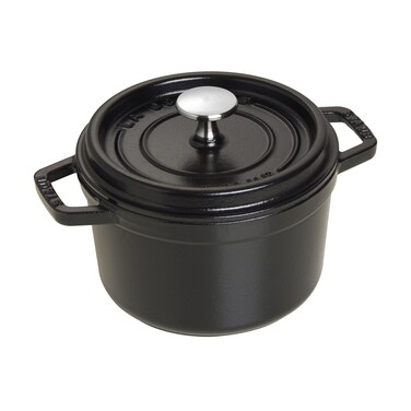 STAUB Cast Iron Dutch Oven 125qt Round Cocotte Made in France Serves 2 Matte Black