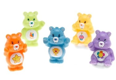 Care Bears 3 Articulated Figure Clipon Champ Laugh BDay Harmony and Best Bear