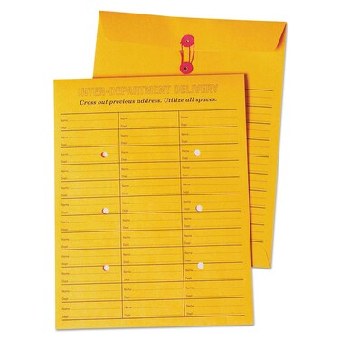 Quality Park Interoffice Envelopes StringTie Box Brown Kraft 10x13 100 per Box 63562 Light Brown